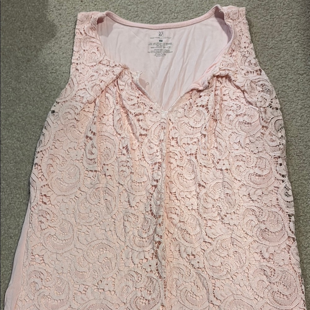 New York & Company Pink Embellished Ruffled Tank Top